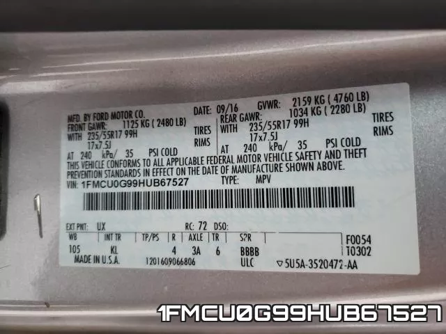 1FMCU0G99HUB67527 фото 2