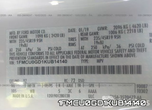 1FMCU0GD1KUB14140 фото 9