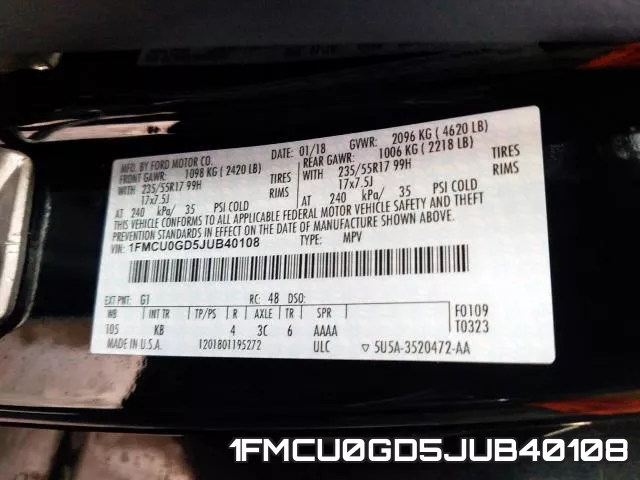 1FMCU0GD5JUB40108 фото 2