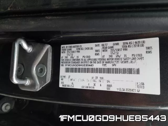 1FMCU0GD9HUE85443 фото 2