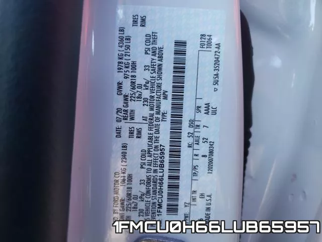1FMCU0H66LUB65957 фото 2