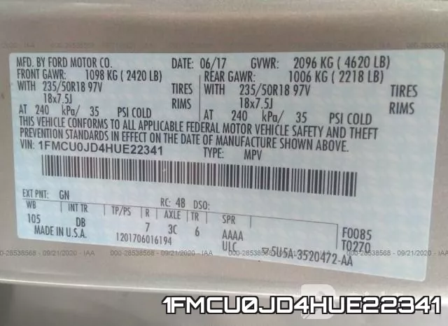 1FMCU0JD4HUE22341 фото 10