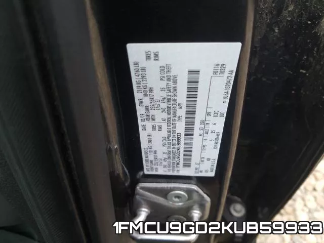 1FMCU9GD2KUB59933 фото 2