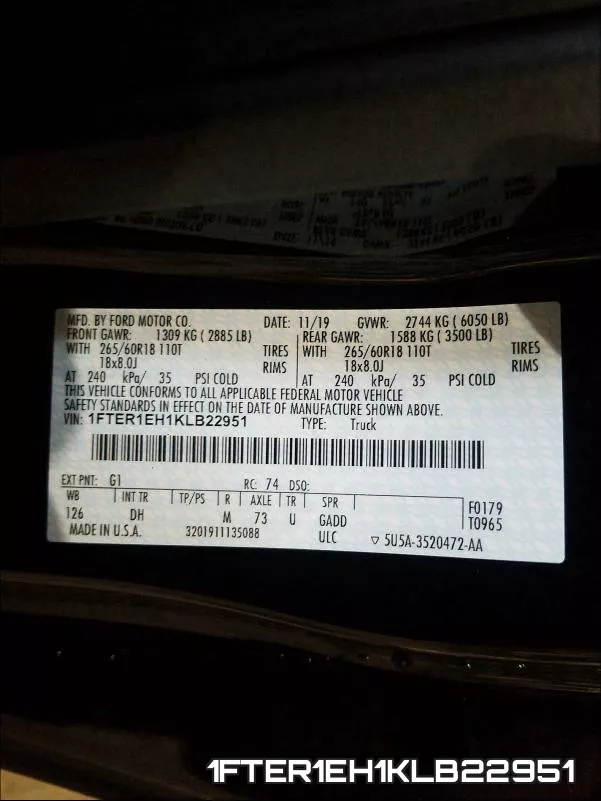1FTER1EH1KLB22951 фото 2