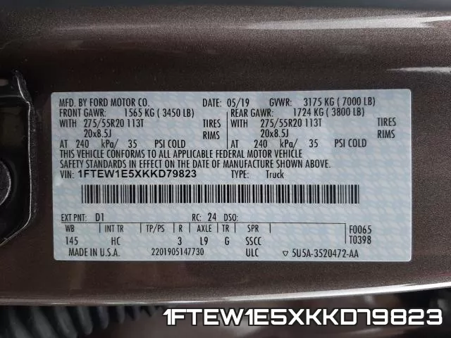 1FTEW1E5XKKD79823 фото 2