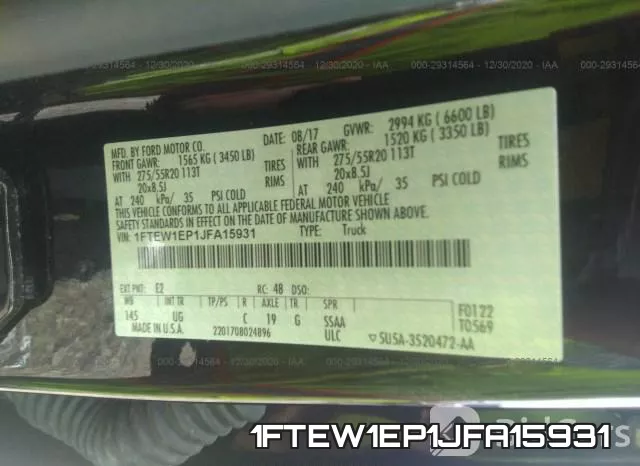1FTEW1EP1JFA15931 фото 9