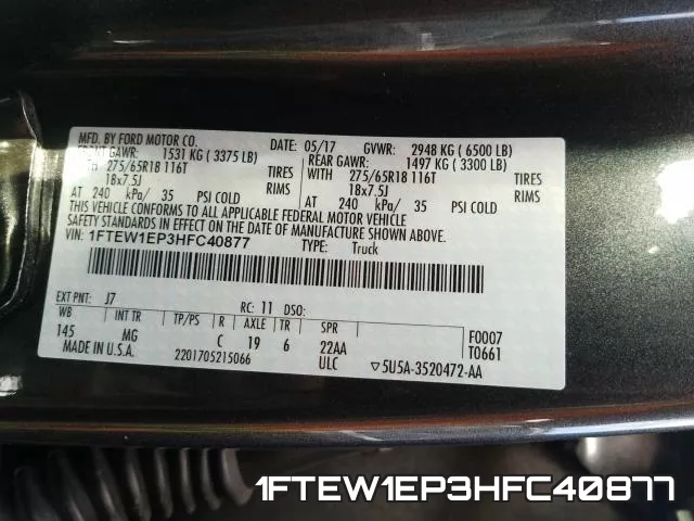 1FTEW1EP3HFC40877 фото 2
