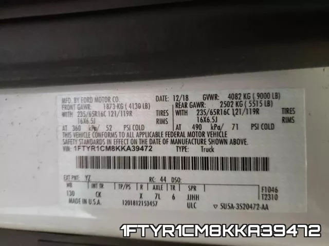 1FTYR1CM8KKA39472 фото 2