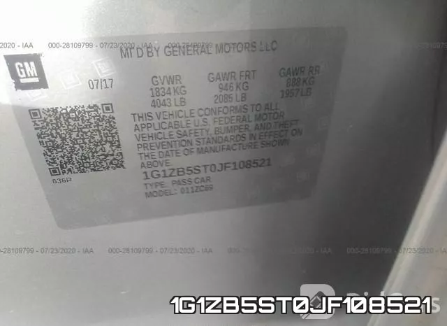 1G1ZB5ST0JF108521 фото 10