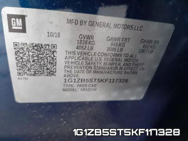 1G1ZB5ST5KF117328 фото 2