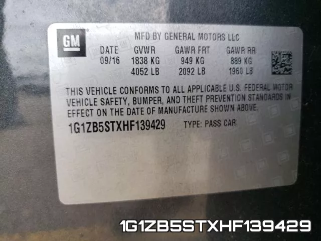 1G1ZB5STXHF139429 фото 2