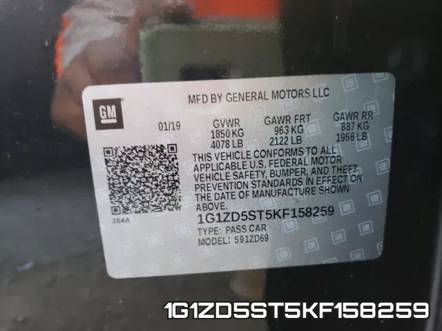 1G1ZD5ST5KF158259 фото 2