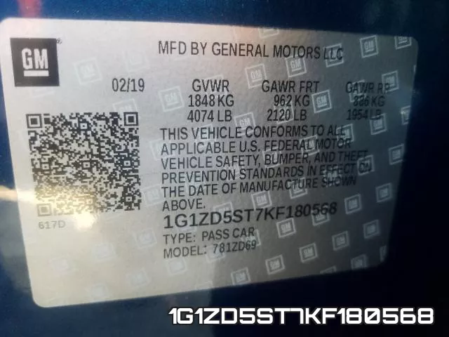 1G1ZD5ST7KF180568 фото 2