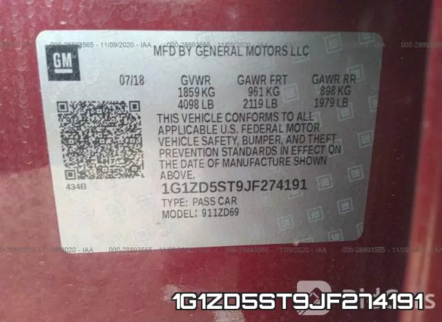 1G1ZD5ST9JF274191 фото 10