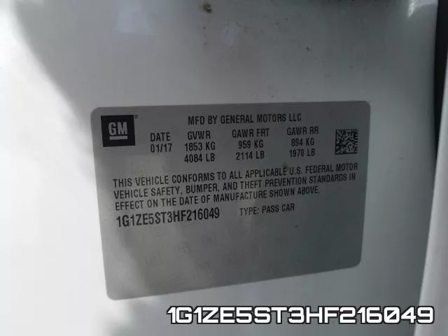 1G1ZE5ST3HF216049 фото 2