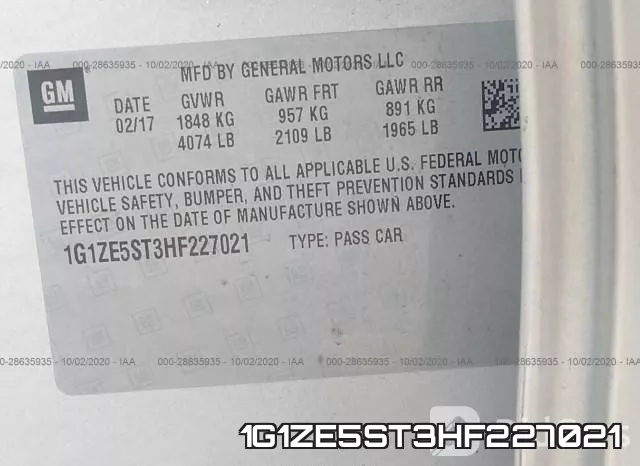 1G1ZE5ST3HF227021 фото 9