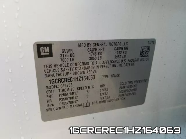 1GCRCREC1HZ164063 фото 2
