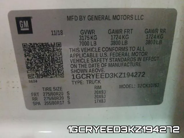 1GCRYEED3KZ194272 фото 2