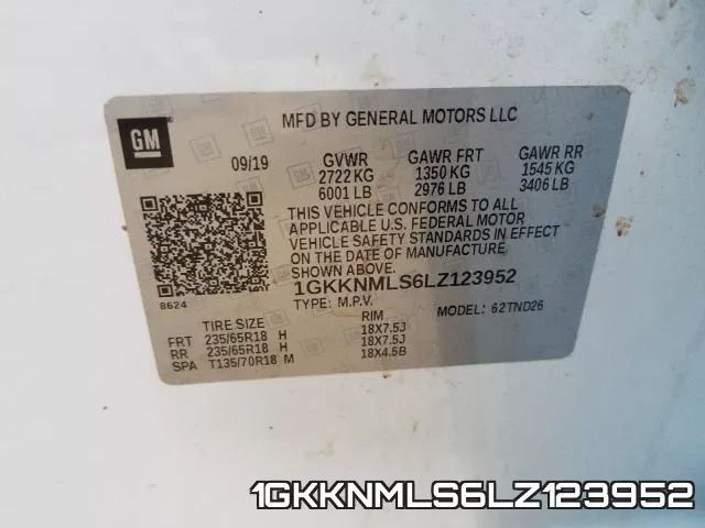 1GKKNMLS6LZ123952 фото 2