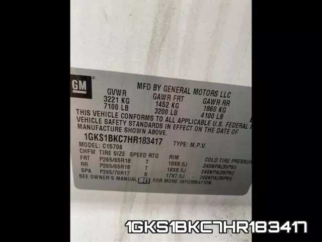 1GKS1BKC7HR183417 фото 2