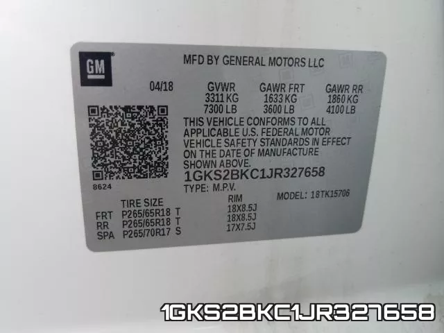 1GKS2BKC1JR327658 фото 2