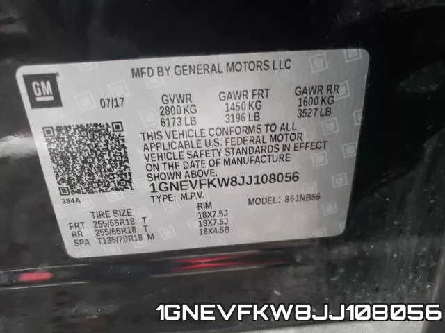 1GNEVFKW8JJ108056 фото 2