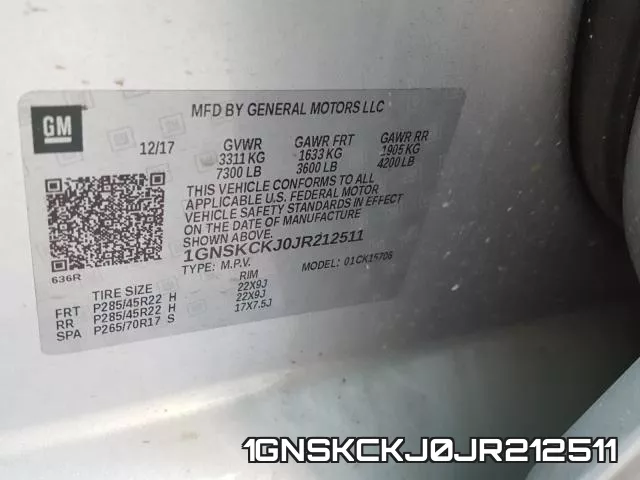 1GNSKCKJ0JR212511 фото 2