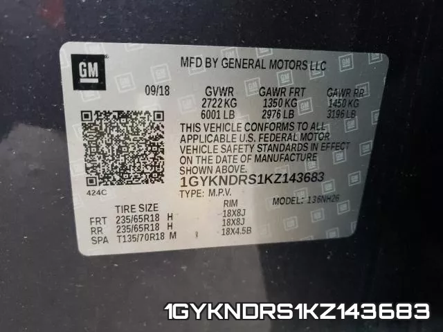 1GYKNDRS1KZ143683 фото 2