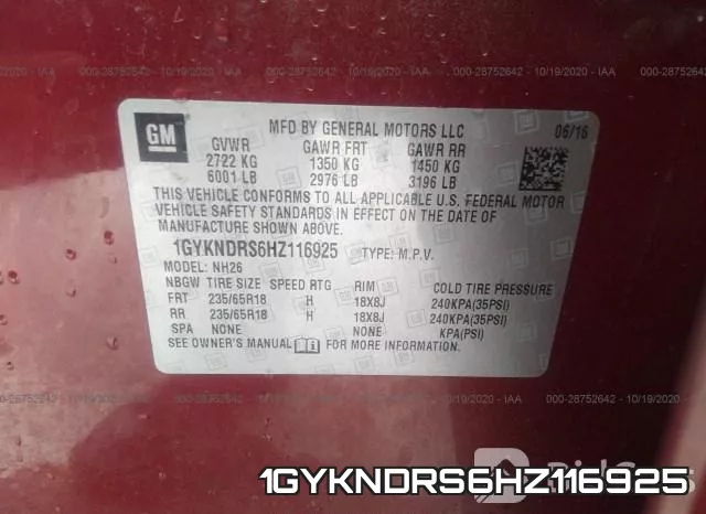 1GYKNDRS6HZ116925 фото 10