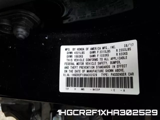 1HGCR2F1XHA302529 фото 2