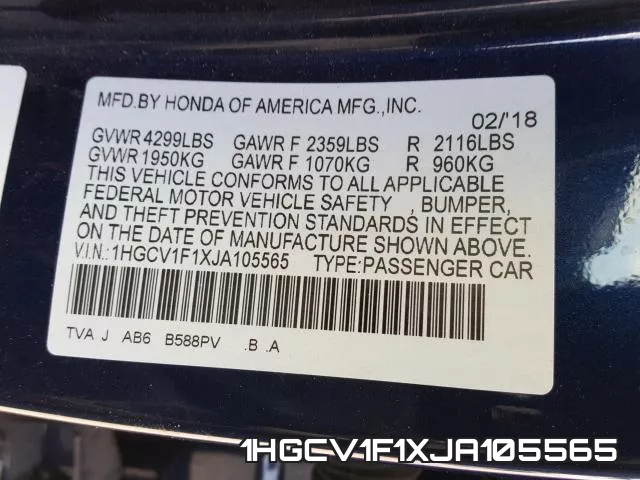 1HGCV1F1XJA105565 фото 2