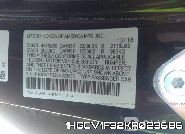 1HGCV1F32KA023686 фото 10