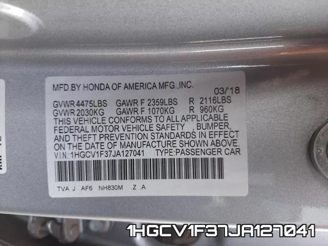 1HGCV1F37JA127041 фото 2
