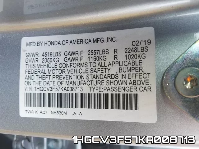 1HGCV3F57KA008713 фото 2