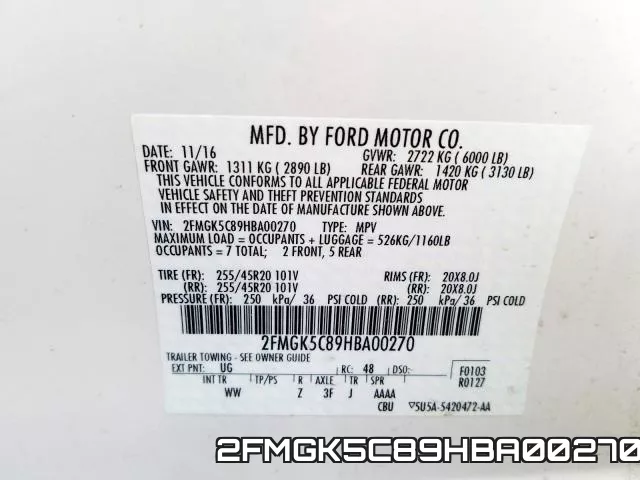 2FMGK5C89HBA00270 фото 2