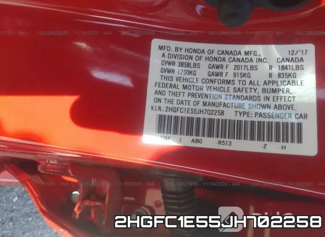 2HGFC1E55JH702258 фото 10