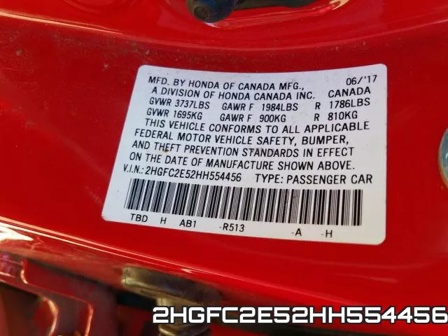2HGFC2E52HH554456 фото 2