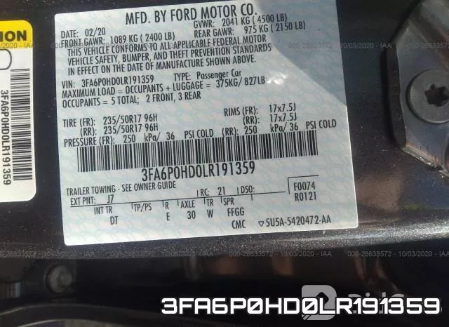 3FA6P0HD0LR191359 фото 10