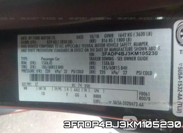 3FADP4BJ3KM105230 фото 9