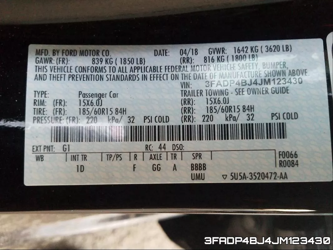 3FADP4BJ4JM123430 фото 2