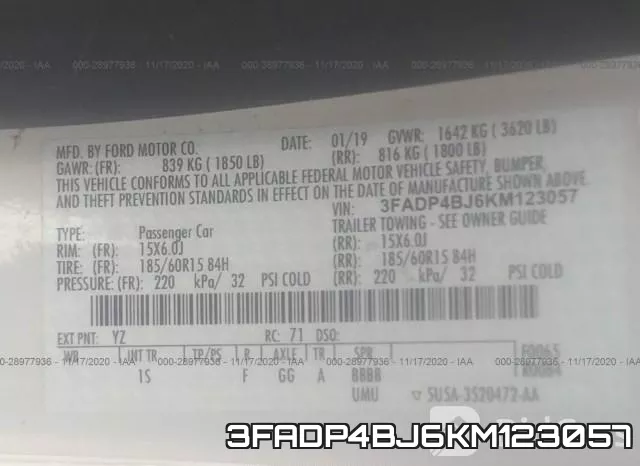3FADP4BJ6KM123057 фото 10