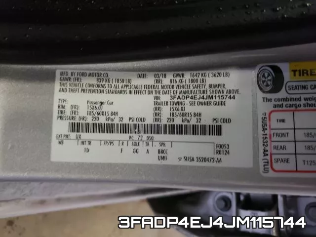 3FADP4EJ4JM115744 фото 2