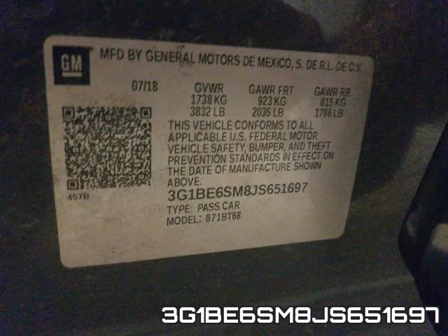3G1BE6SM8JS651697 фото 2