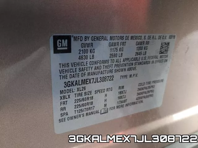 3GKALMEX7JL308722 фото 2