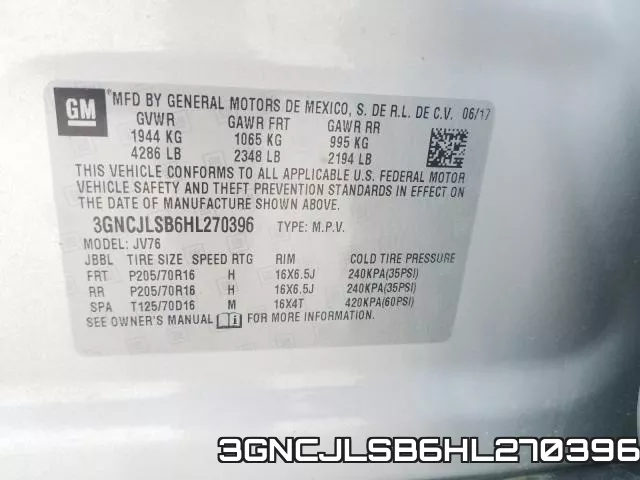 3GNCJLSB6HL270396 фото 2