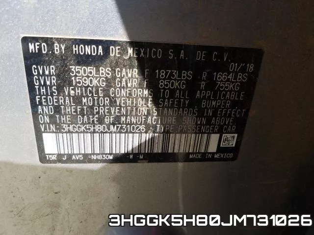 3HGGK5H80JM731026 фото 2