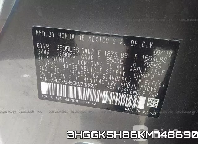 3HGGK5H86KM748690 фото 10