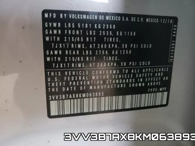 3VV3B7AX8KM063893 фото 2