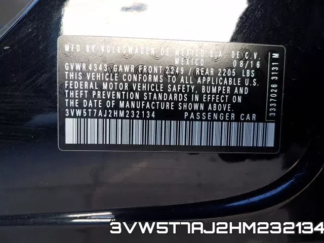 3VW5T7AJ2HM232134 фото 2