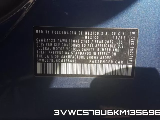 3VWC57BU6KM135696 фото 2